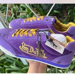 Vintage Y2K Von Dutch Purple Sneakers with Yellow Highlights Lakers Colors NWT